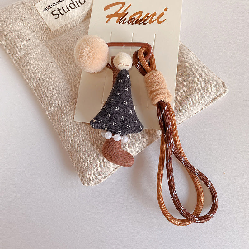 Wholesale Fresh Mori Korean Style Fabric Mushroom Car Keychain Pendant Bag Pendant Mobile Phone Chain